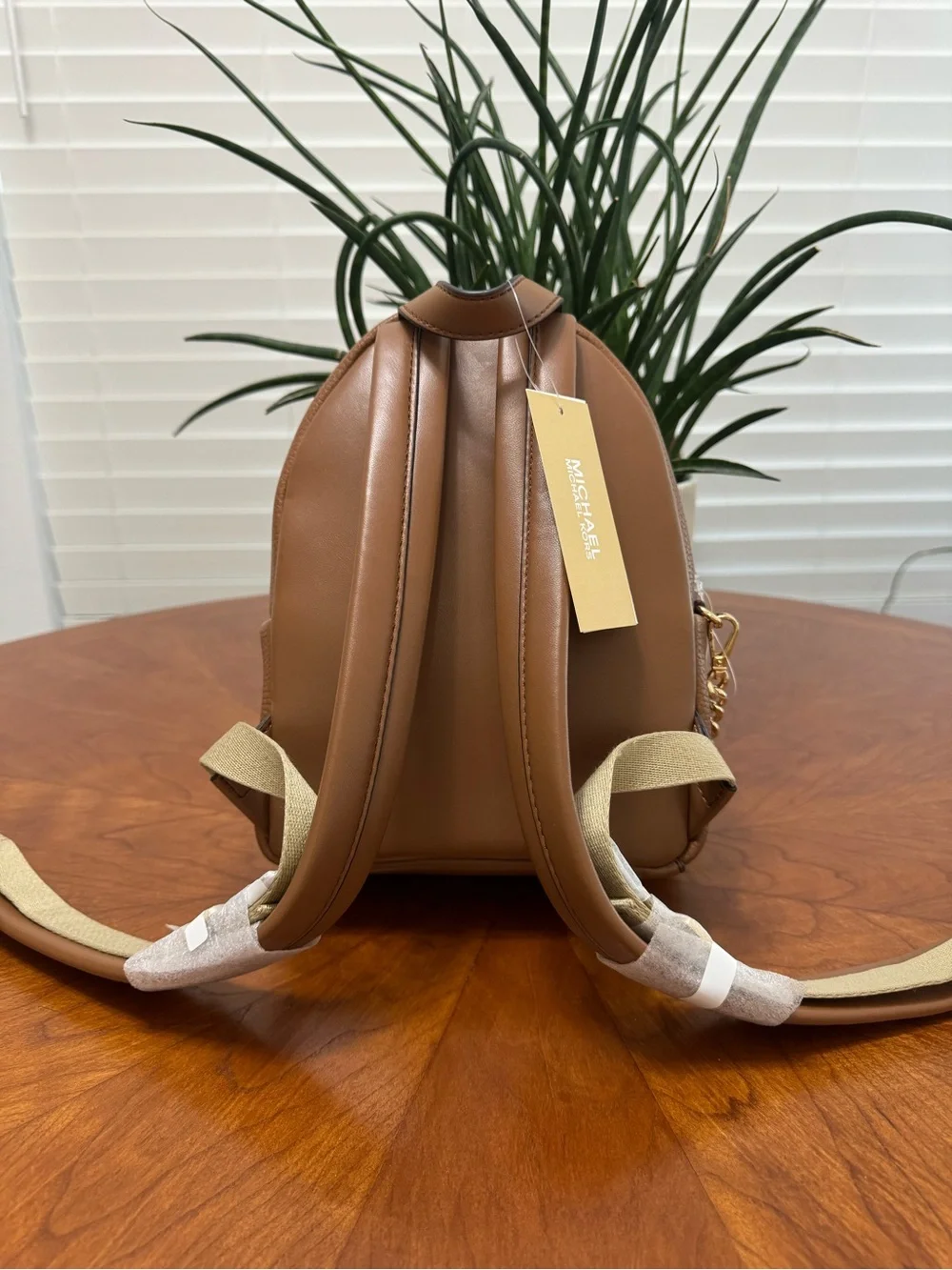 Michael Kors Brown Mini Logo Backpack with Gold Hardware